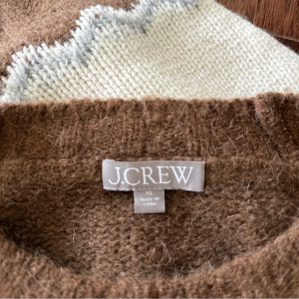 J Crew Wool Fair Isle Sweater in Brown Brushed Yarn Size XL - Picture 3 of 3